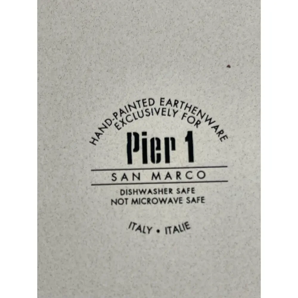 Pier 1 Earthenware San Marco Set of 2 Salad Plates 8” Italy *Small Paint Chip